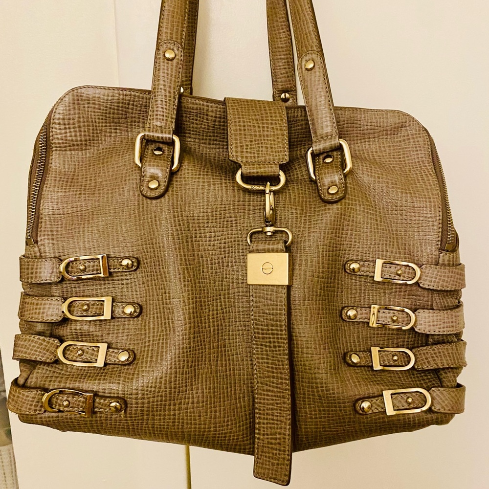 Authentic Jimmy Choo Python Taupe Textured Leathe… - image 1